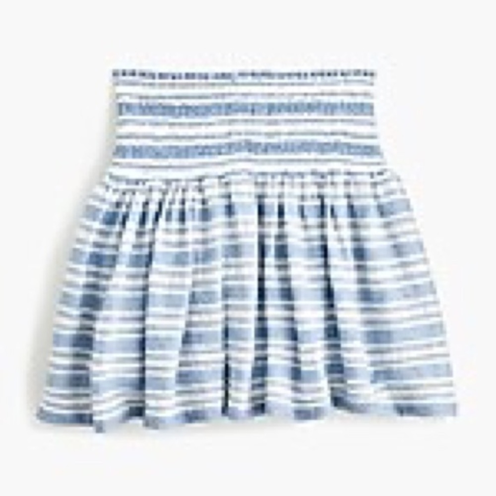 J. Crew Smocked Ruffle Mini Skirt in Textured Stripe